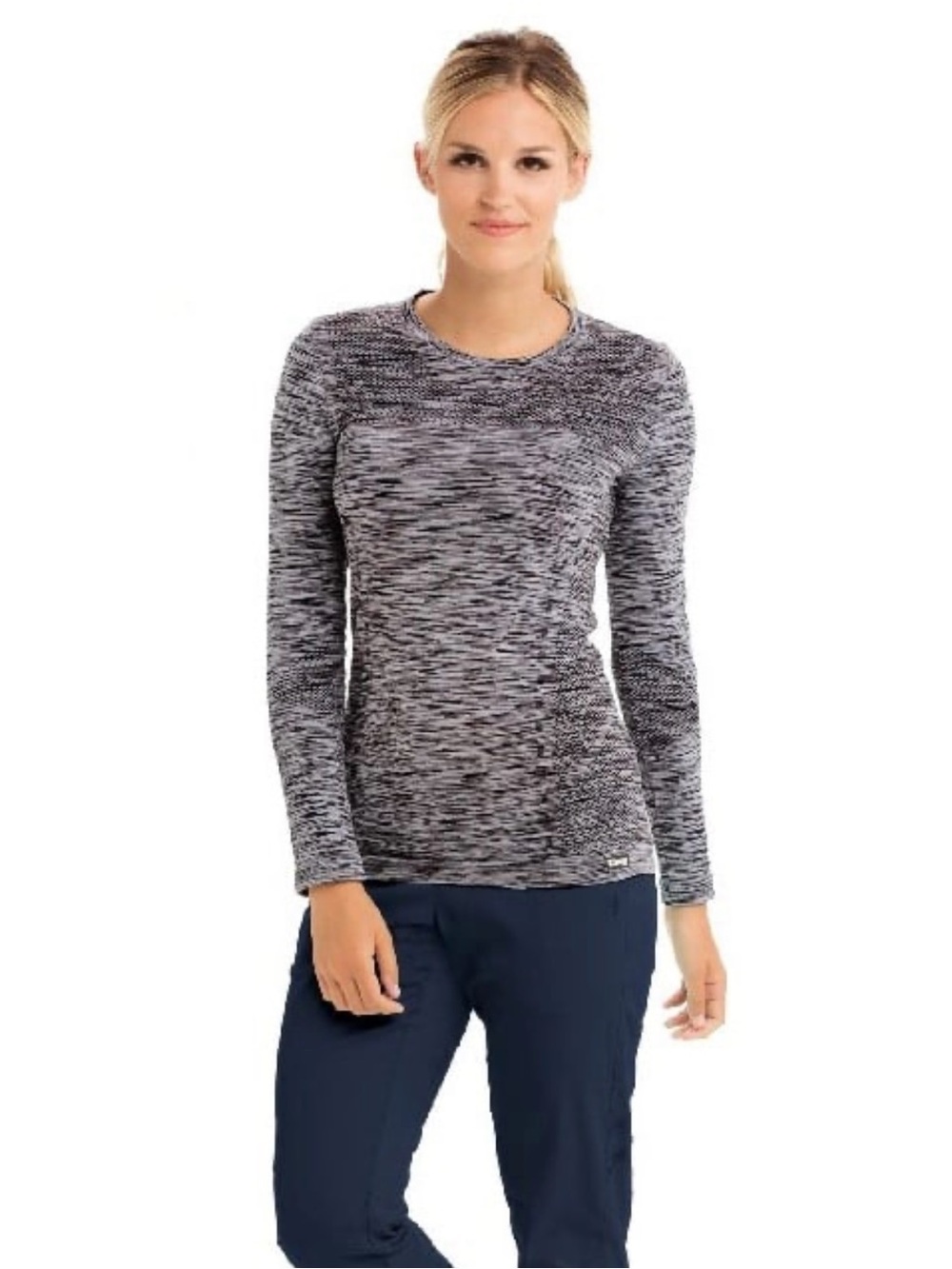 Grey's Anatomy Impact Heather Grey Long Sleeve T Shirt Stretch Under Scrub Sz M